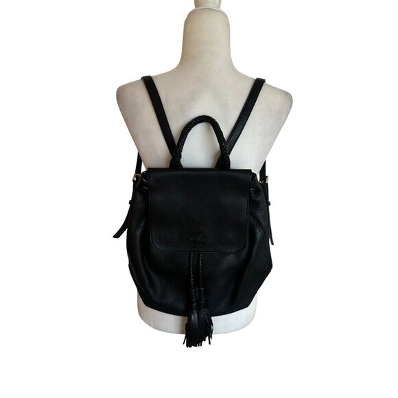 Tory Burch Pebbled Leather Backpack - Black Tasseled Designer Luxury main image 8